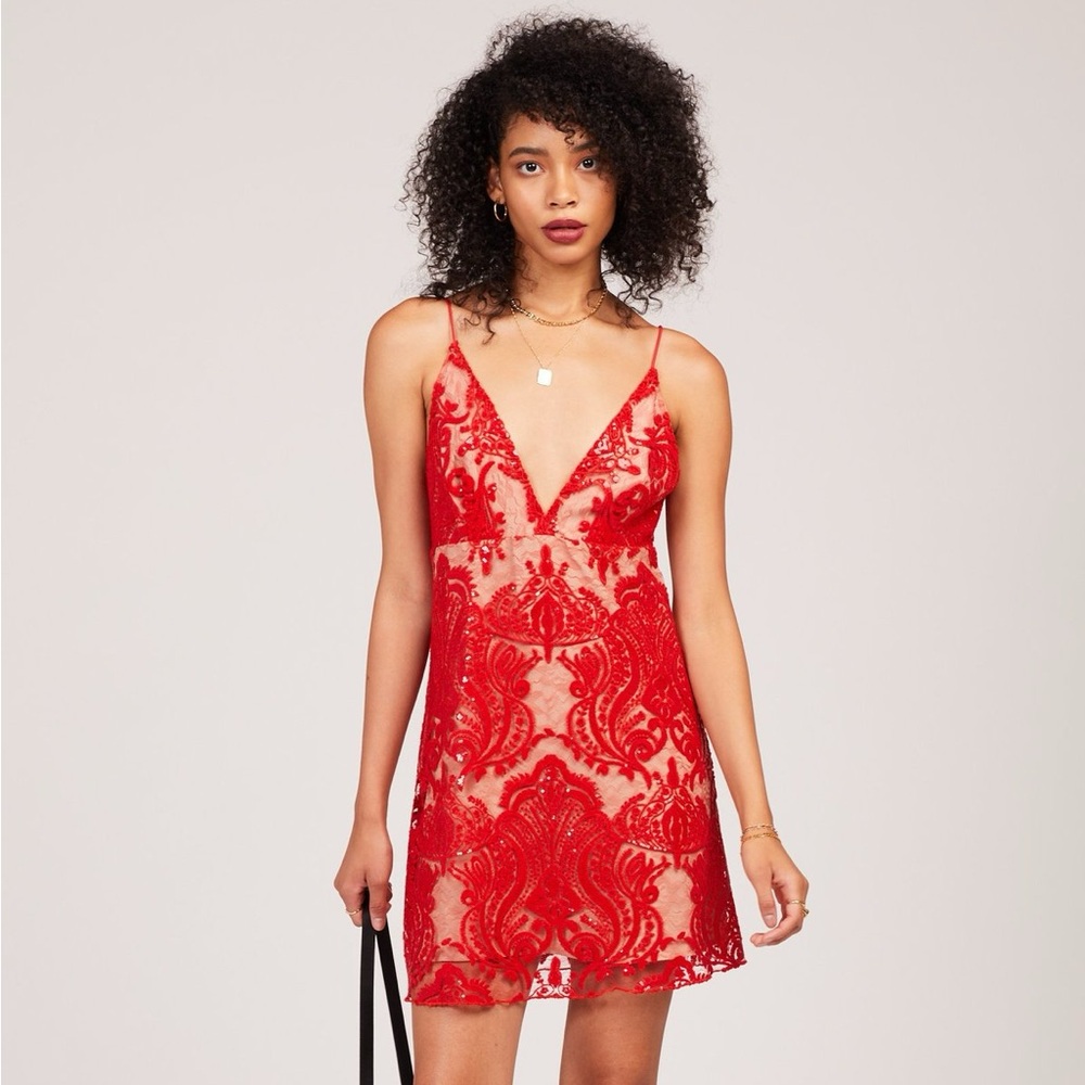 NWT! Free People red night shimmer embroidered party cocktail minidress 12